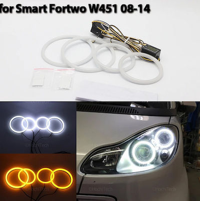 Carro Inele Angel Eyes pentru Far Auto 12V Smart PentruDoi W451 MK2 2008-2014 Alb Culoare 4buc