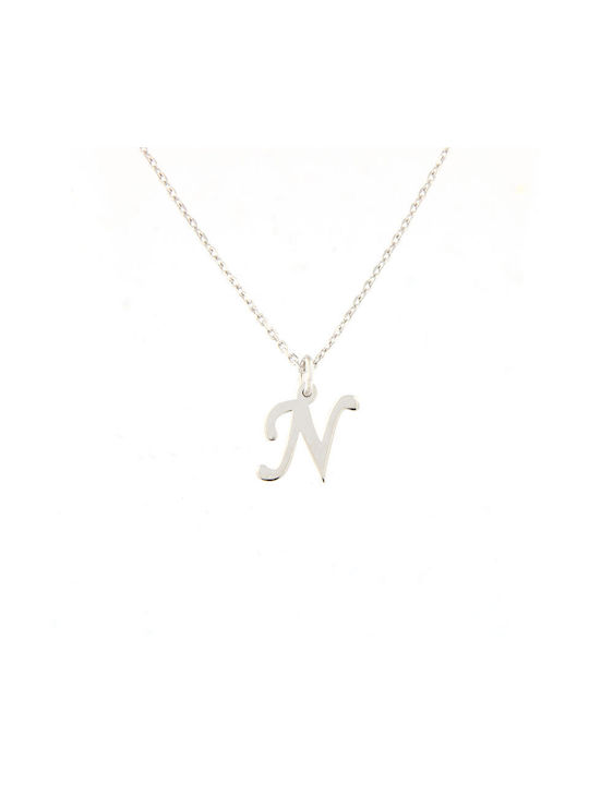 Damen Silber Monogramm Silber Monogramm N Kette 925