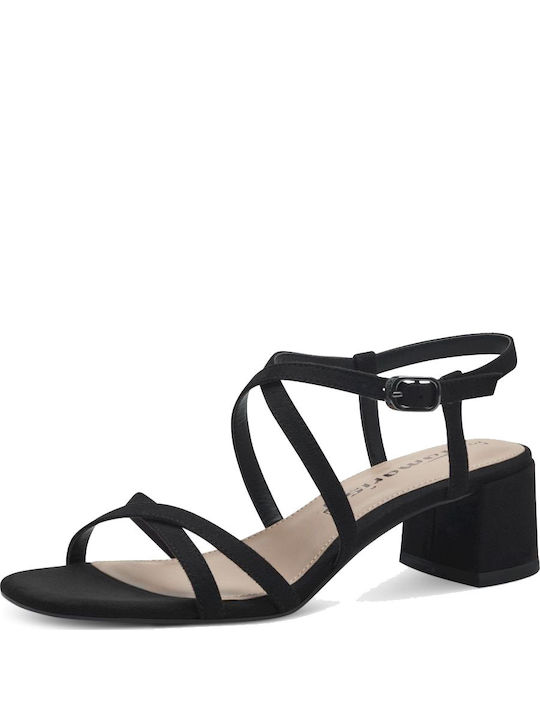 Tamaris Stoff Damen Sandalen mit mittlerem Absatz in Schwarz Farbe