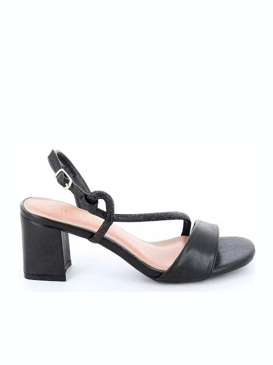 B-Soft Sandale Anatomici cu strasuri Negre