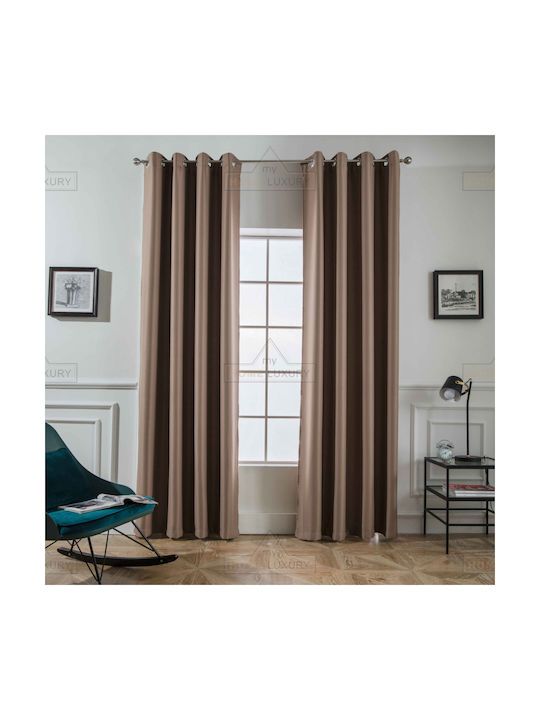 My Home Luxury Grommet Curtain Dellia Brown 140x265cm