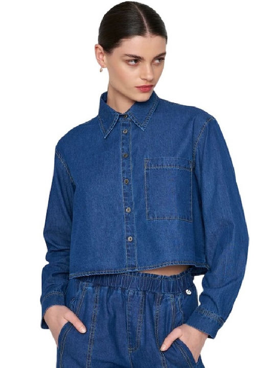 Ale - The Non Usual Casual Women's Denim Long Sleeve Shirt Blue