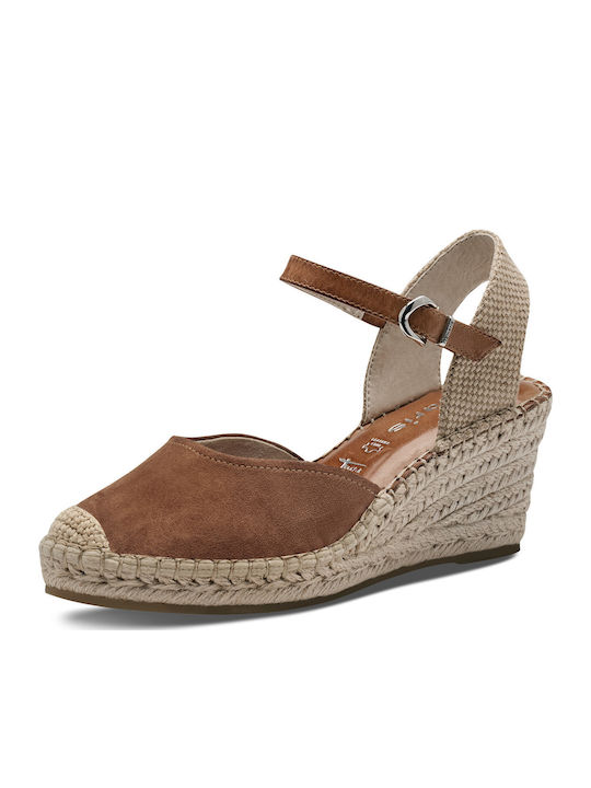Women's Leather Platform Espadrilles Tabac Brown