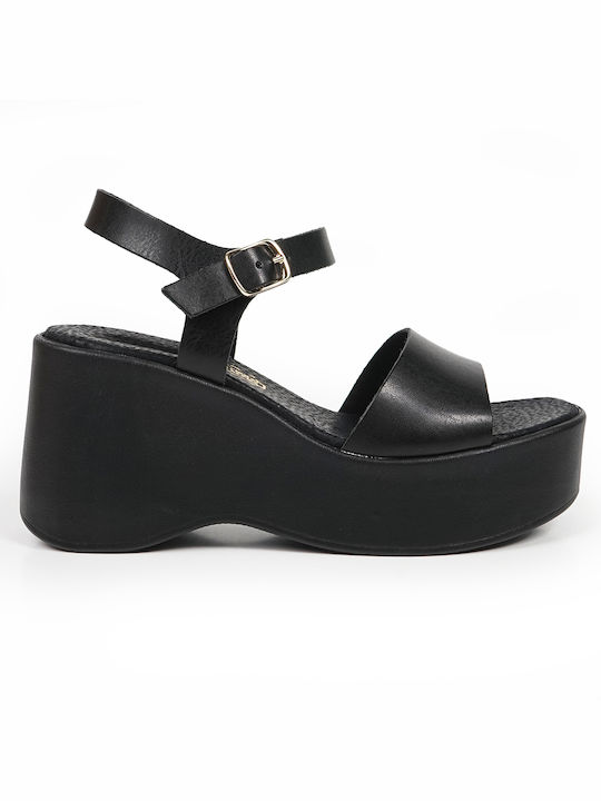 Piazza Shoes Women's Ankle Strap Platforms Black