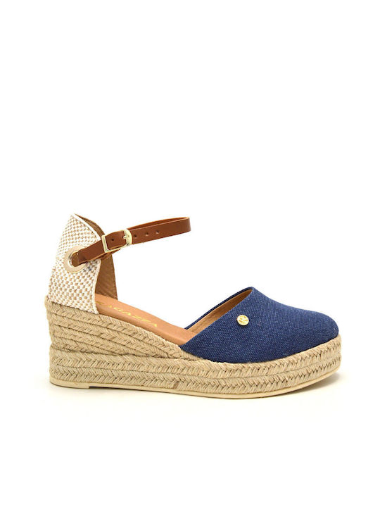 Ragazza Damenplattformen im Espadrilles-Stil Blau