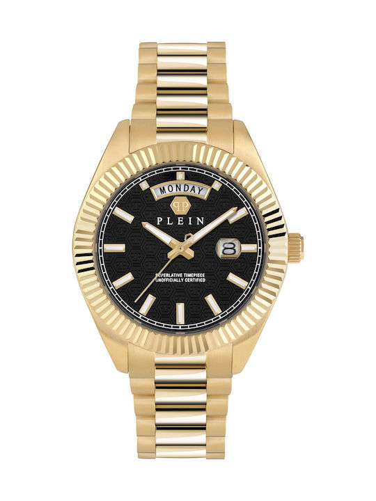 Philipp Plein Herrenuhr Batterie mit Gold Metal...