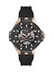Philipp Plein Skeleton Herrenuhr mit Batterie und schwarzem Gummiarmband