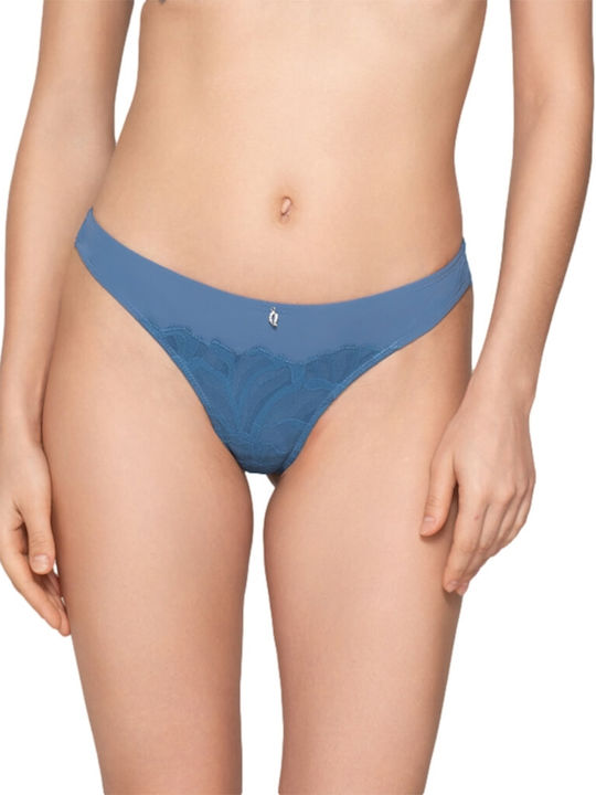 Luna Melody Γυναικείο String με Δαντέλα Μπλε
