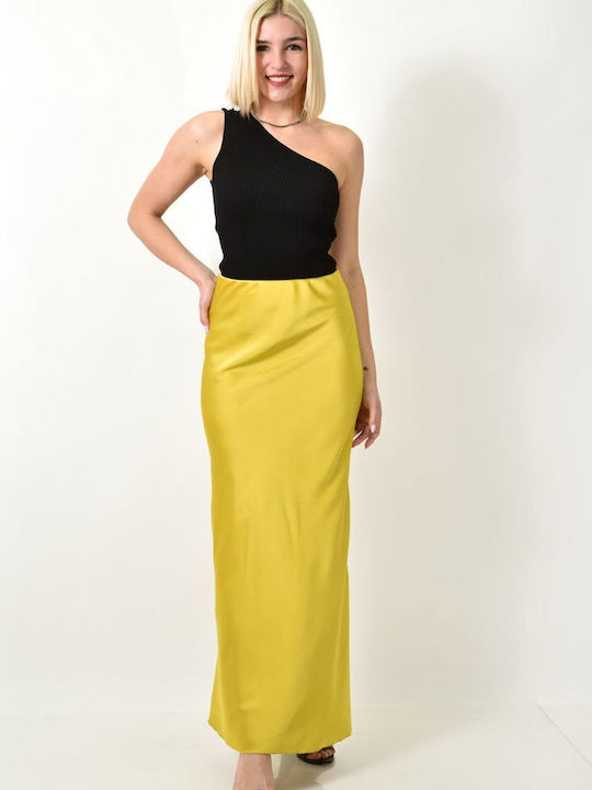 Potre Satin Skirt in Yellow color