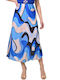 First Woman Satin Midi Skirt in Blue color