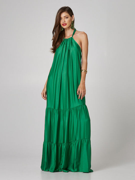 Lynne Maxi Rochie cu Volane Green