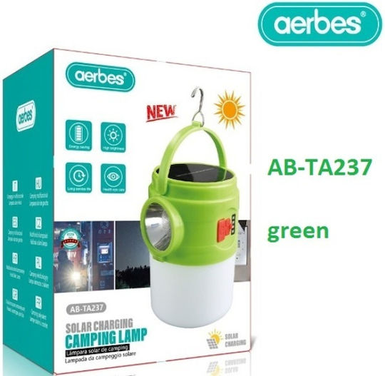Aerbes Led Solar Lantern for Camping with Flashlight 300lm Green