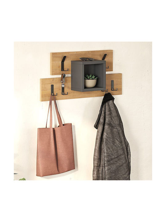 Megapap Wall Hanger Lumina Wooden 12 Hooks Gray GP037-0212 68x32x14.8cm