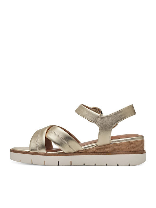 Tamaris Women's Leather Platform Shoes Light Gold