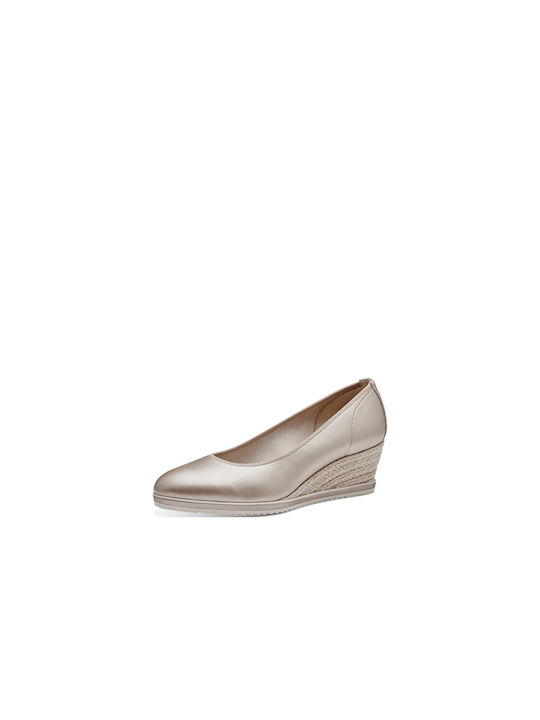 Tamaris Synthetic Leather Gold Low Heels