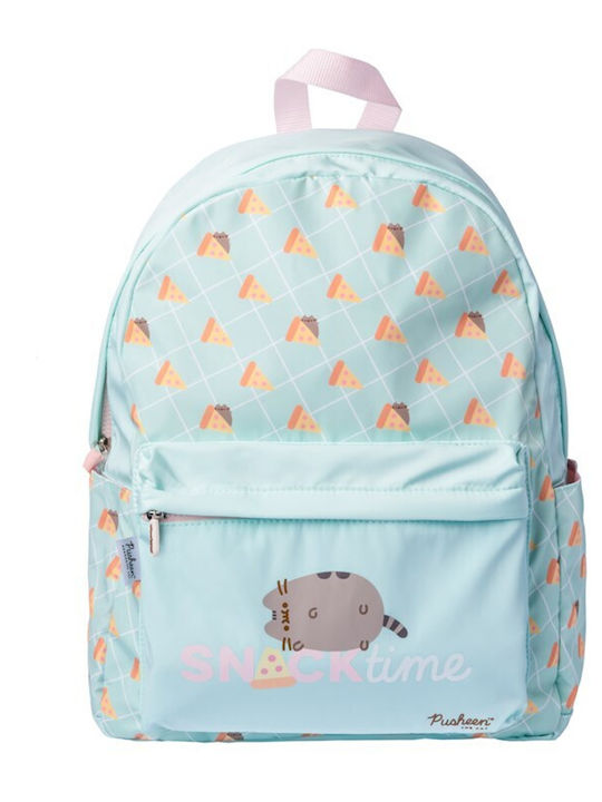 Pusheen Σχολική Τσάντα Πλάτης Δημοτικού Γαλάζια με Θήκη για Παγούρι