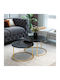 Round Zigzag Set Solme Wooden Black Marble 2pcs L75xW75xH45cm.