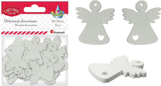 Titanum Wooden Christmas Decorative Element for DIY Crafts White 15pcs 2.6x3cm