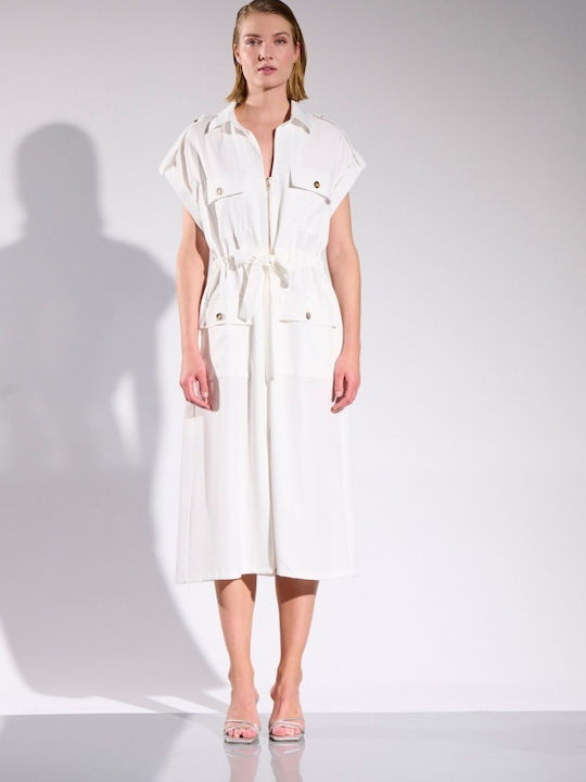 Matis Fashion Midi Φόρεμα Λευκό