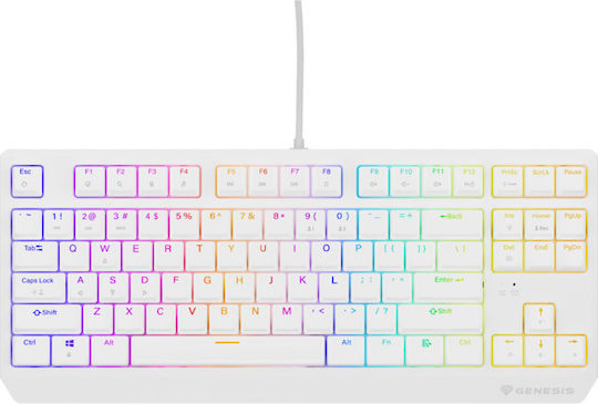 Genesis Thor 230 TKL Gaming Mechanical Keyboard Tenkeyless with Outemu Brown switches and RGB lighting (English US) White