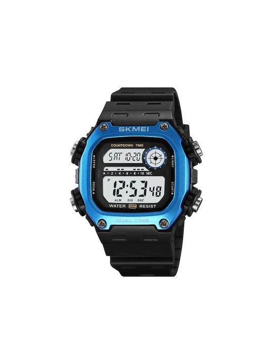 Skmei Digital Watch Chronograph Battery with Rubber Strap Black/Blue