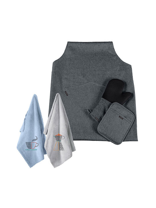 Guy Laroche Apron with Kitchen Towel Gray 5pcs