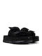 Oruga Up Leder Flache Sandalen für Damen in Schwarz Farbe