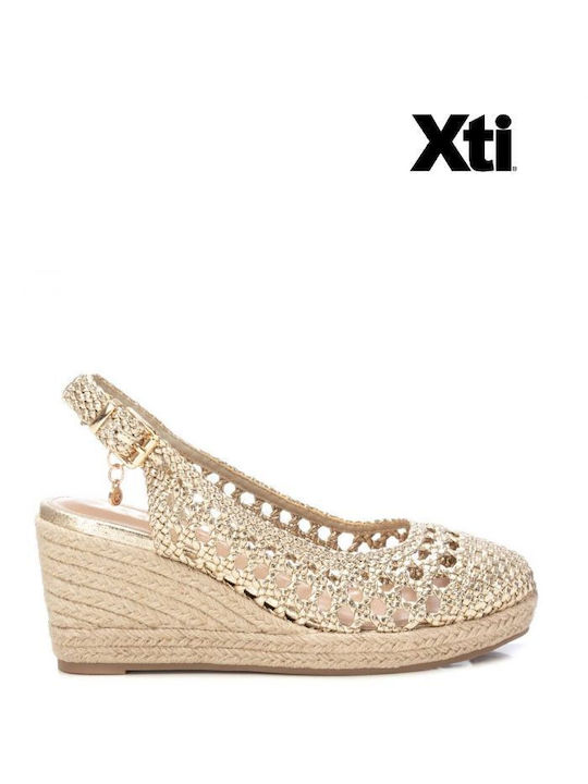 Xti Women's Synthetic Leather Platform Shoes Gold