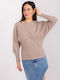 BFG Damen Bluse Baumwolle mit Fledermausärmeln Dark Beige RV-BZ-9208.55