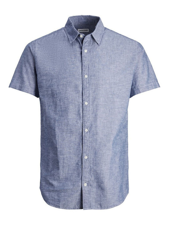 Jack & Jones Kinder Hemd Kurzarm Leinen blau