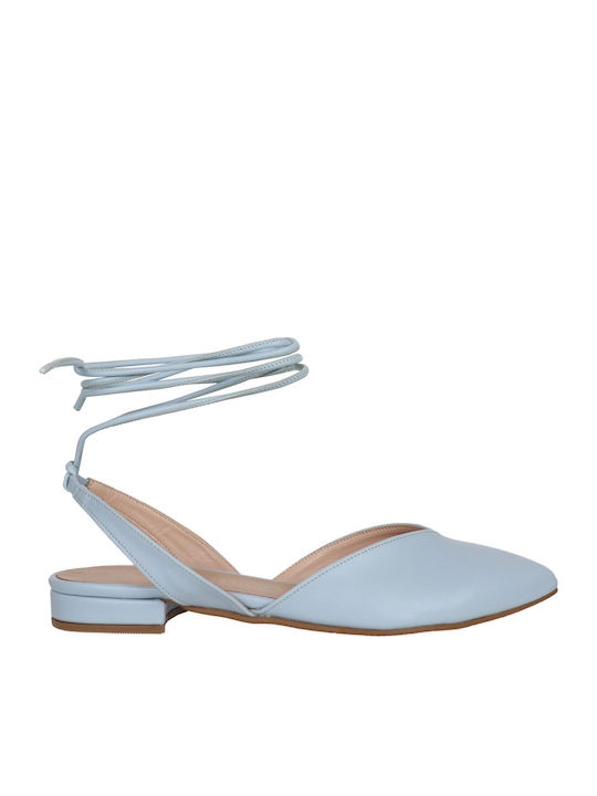 Synthetic Leather Ballerinas With strap Light Blue