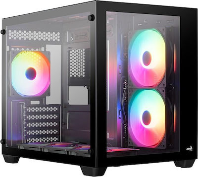 Aerocool Dryft Mini Mini Tower Κουτί Υπολογιστή με Πλαϊνό Παράθυρο και RGB Φωτισμό Μαύρο