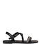 Flache Sandalen für Damen mit Riemen in Schwarz Farbe