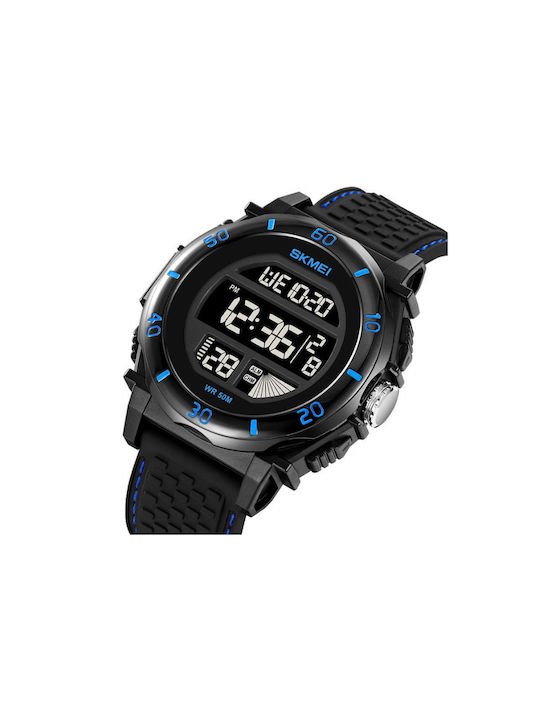 Skmei Digital Watch Chronograph Battery with Rubber Strap Black/Blue