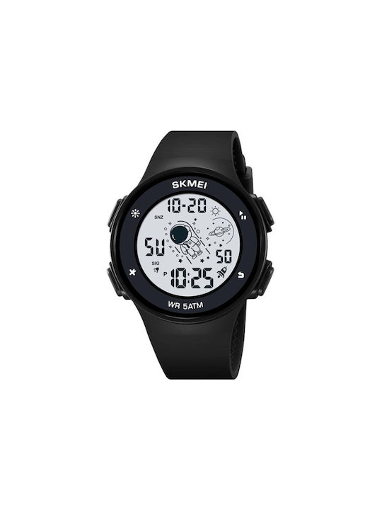 Skmei Digital Watch Chronograph Battery with Rubber Strap Black/White