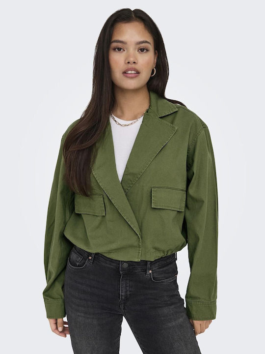 Only Women's Short Lifestyle Jacket for Winter Khaki