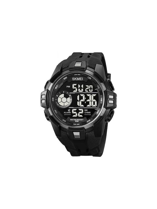 Skmei Digital Watch Chronograph Battery with Rubber Strap Black/Silver