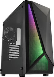 FSP/Fortron POC0000213 Midi Tower Компютърна кутия със странично прозорче и RGB осветление Черно