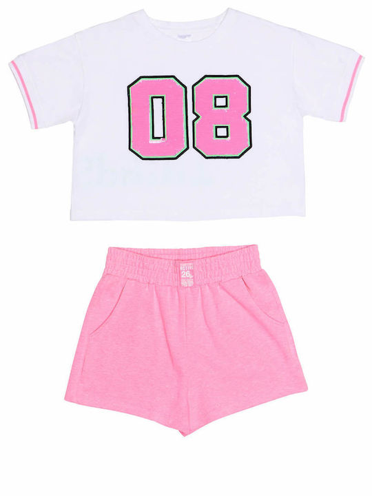 Sprint Kids Set with Shorts Summer 2pcs Pink Fluo