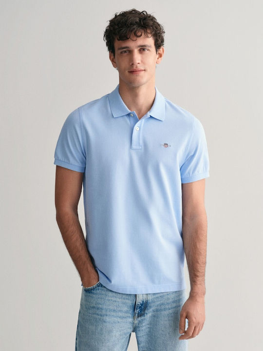 Gant Herren Shirt Kurzarm Polo Hellblau