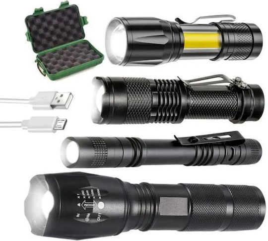 Lumină de lucru și de sit, cu baterie Lanternă LED IPX4 cu Luminozitate Maximă 1800lm Negru