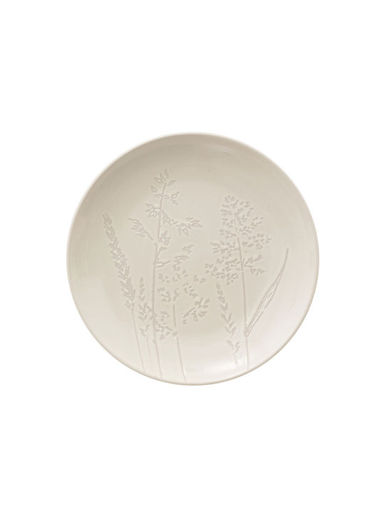 S-d Floral Plate Desert Ceramic White with Diameter 19cm