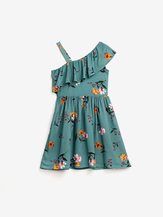 Funky Παιδικό Φόρεμα Floral Πετρολ
