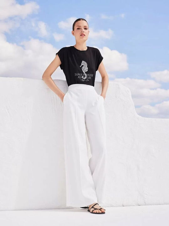 Women's Fabric Trousers Ecru