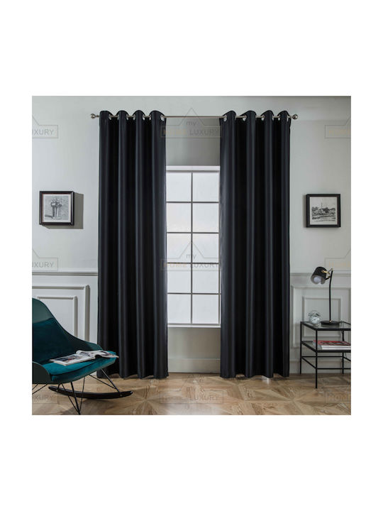 My Home Luxury Grommet Curtain Dellia Black 140x265cm