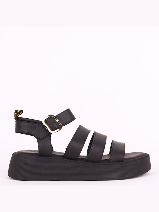 Alta Moda Damen Flache Sandalen Flatforms in Schwarz Farbe