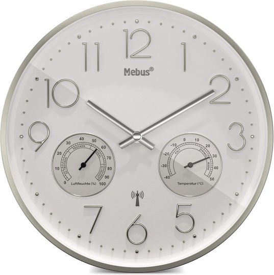 Mebus Radio Wanduhr Weiß Ø30cm