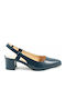 Leather Women's Ballerina Shoes Slingback In Blue Colour