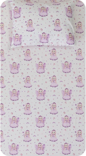 Borea Комплект чаршафи Единично Памучни Фея Lila 160x240см 2бр