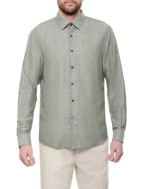 Hugo Boss Men's Shirt Linen Haki